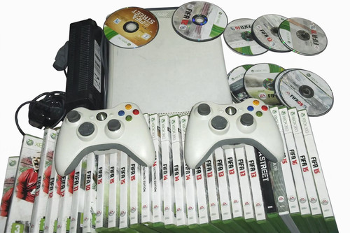 White xbox 360 console 2 - console, +